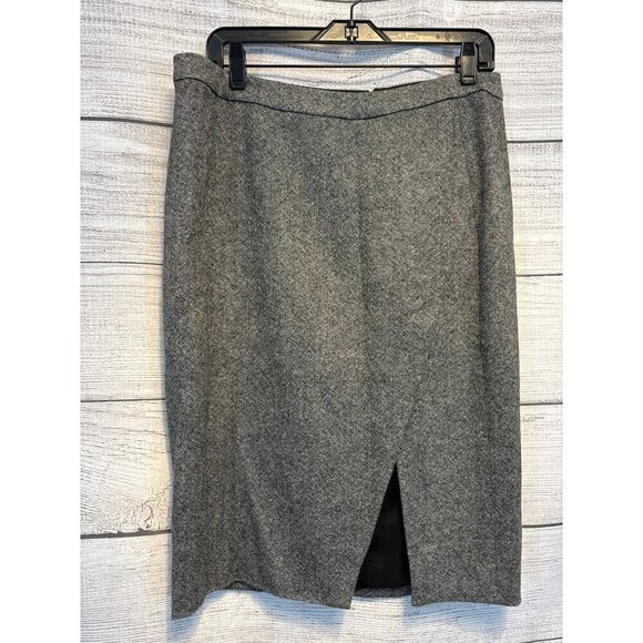 Garnet Hill Gray Herringbone Pencil Skirt Size 12 - Picture 1 of 4